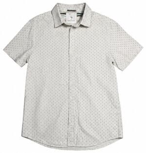 Denim & Flower Ricky Singh Mens Medium White Polka Dot Button Shirt 19x27